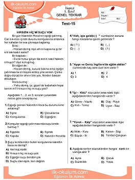 ilkokul 1. Sınıf Genel Tekrar Testleri 